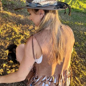 Chaleco de Cuero Artesanal - Línea Huella - MARRON, UNICO