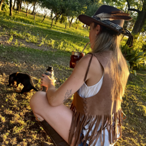 Chaleco de Cuero Artesanal - Línea Huella - MARRON/BEIGE, UNICO